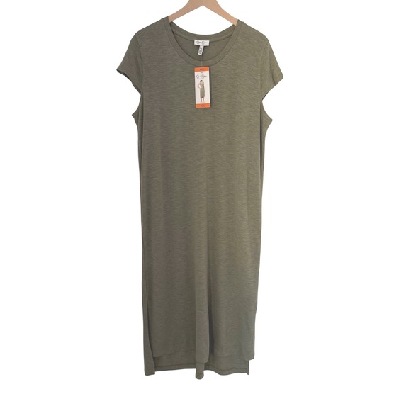 NWT Jessica Simpson Loden Green Midi T-Shirt Dress Size XXL - Picture 4 of 8